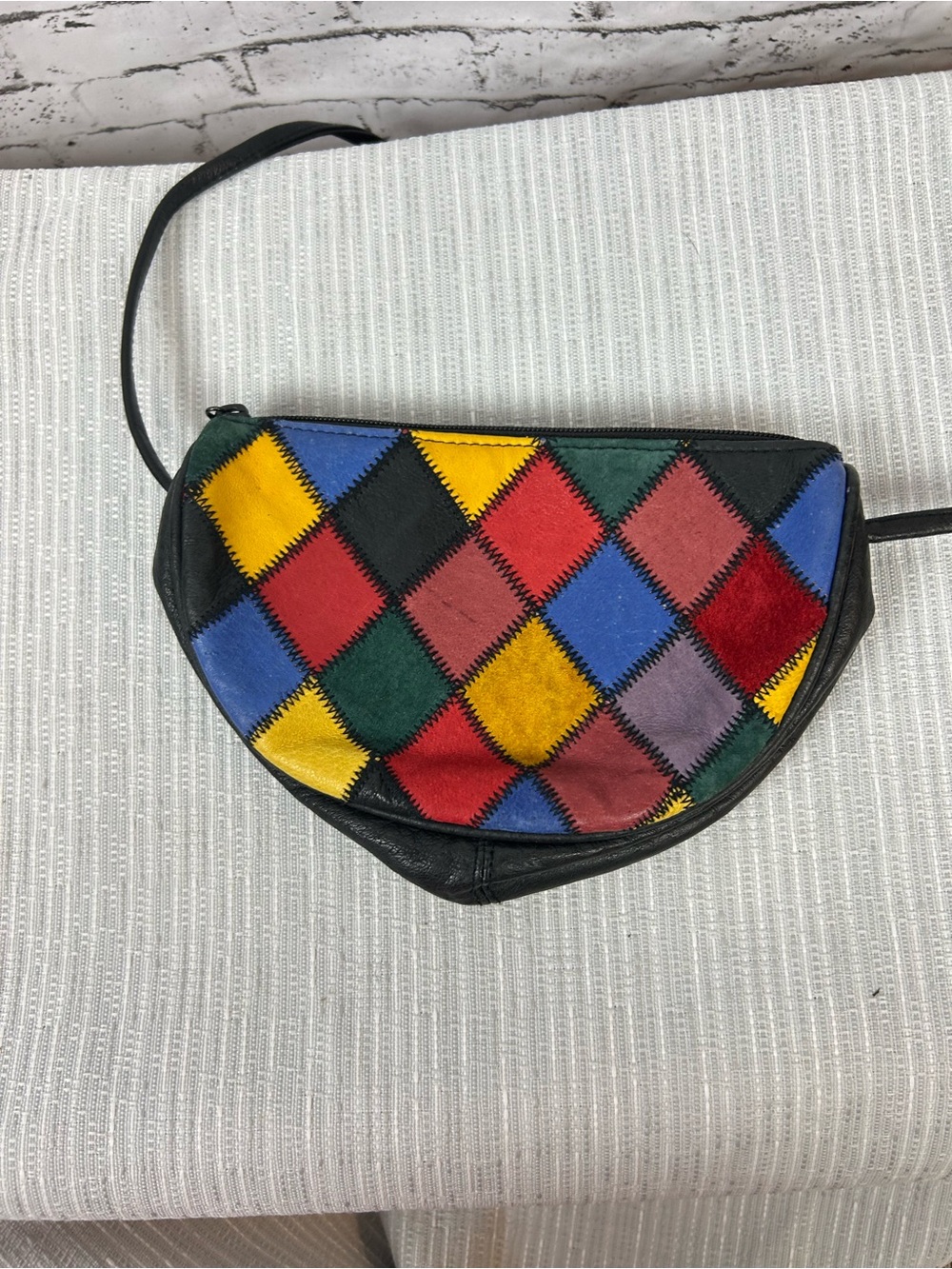 Multicolor Diamond Patchwork Leather Crossbody